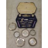 Silver collectables: to include a pair of wine glass coasters  Birmingham 1939  4"dia