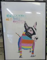 After Francis Bacon - 'The Bull Terrier'  coloured print  bears a pencil signature  23" x 16"  famed