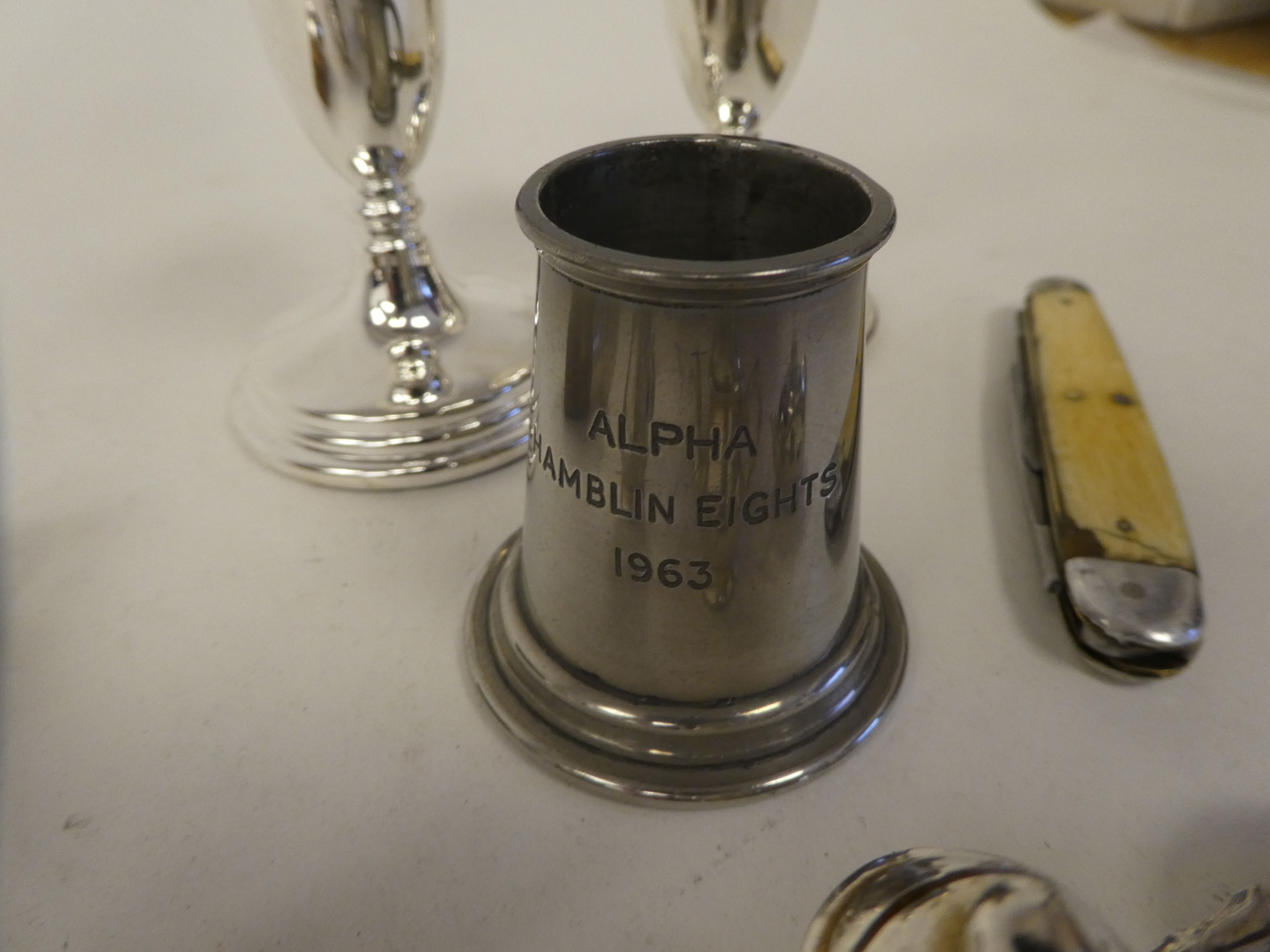 A mixed lot: to include silver plate; and purpose instruments, featuring a Lufkin of USA - Image 9 of 10