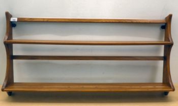 A (probably) Ercol two tier beech and elm hanging plate rack  19"h  38"w