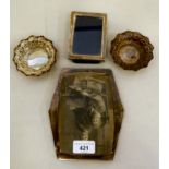 Silver items, viz. two photograph frames; and two shallow dishes  2"dia  mixed marks