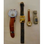 Four variously cased and strapped wristwatches