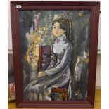 Pham Mui - 'Woman Sitting'  oil on panel  bears an indistinct signature & date  23" x 31"  framed