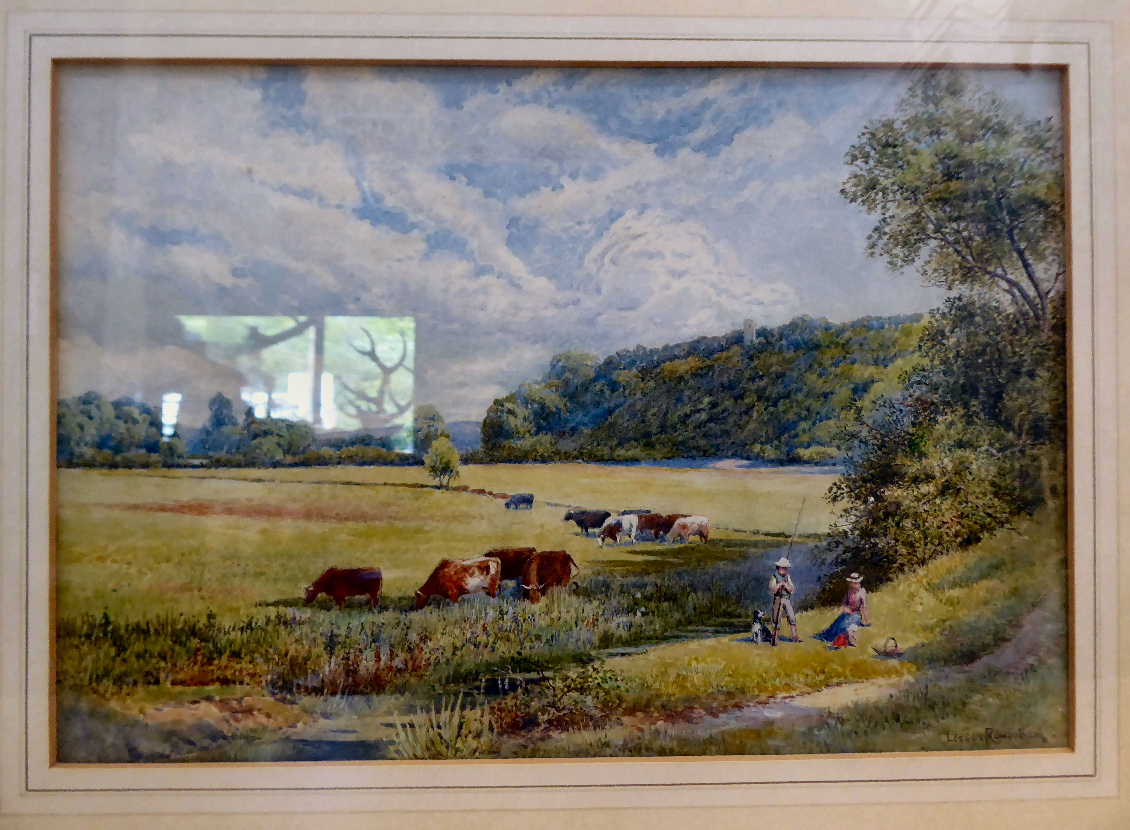 Leeson Rowbotham - figures and cattle beside a stream  watercolour  bears a signature  10" x 14" - Image 2 of 5