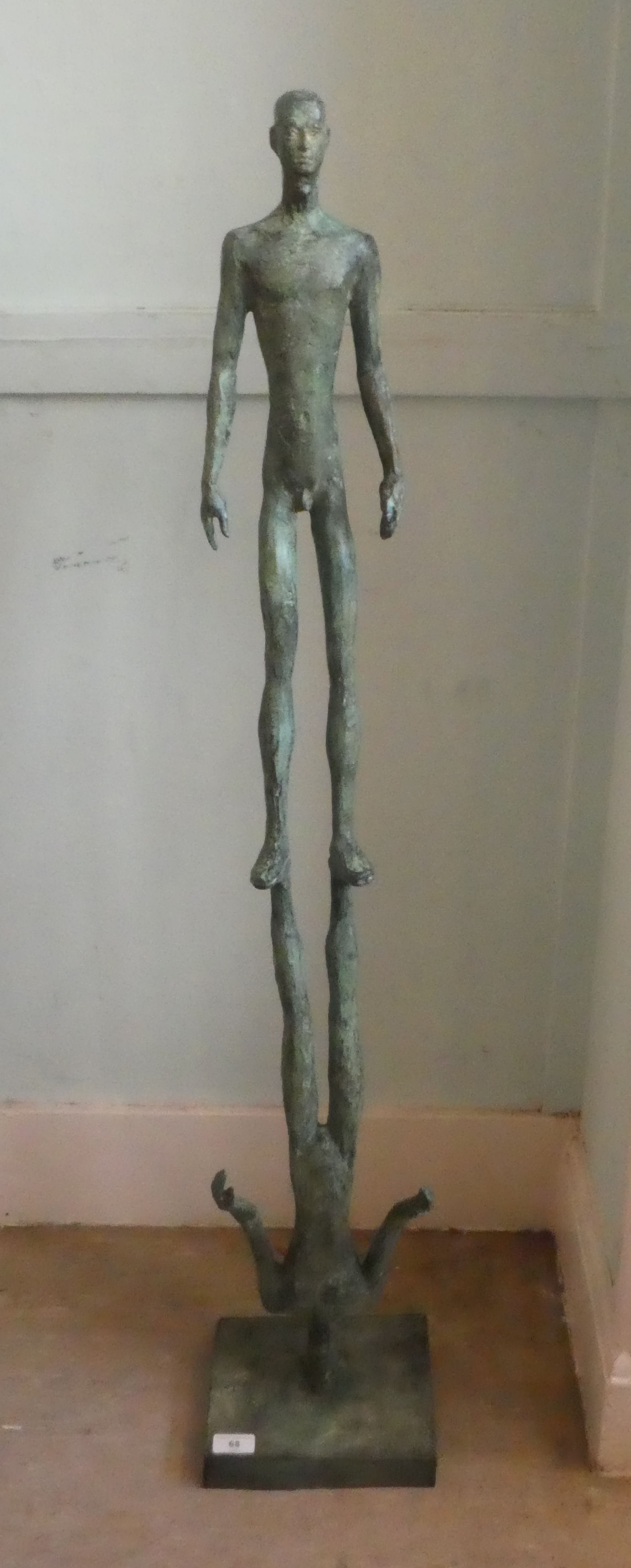 In the manner of Salvatore Dali 'Reflections' a cast bronze statue, on a plinth  46"h overall