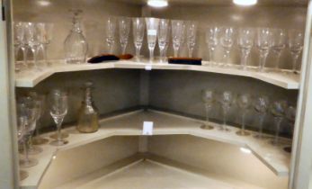 Glassware to include a suite of pedestal wine glasses with spiral twist stems