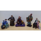 Five Royal Doulton china figures: to include 'Carpet Seller'  HN1464  8"h