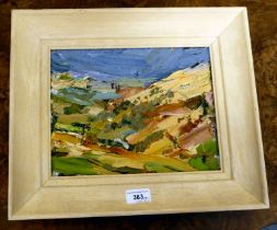 Veronica Gibson - 'Walk Towards Brecon'  oil on panel  inscribed verso  8" x 11"  framed