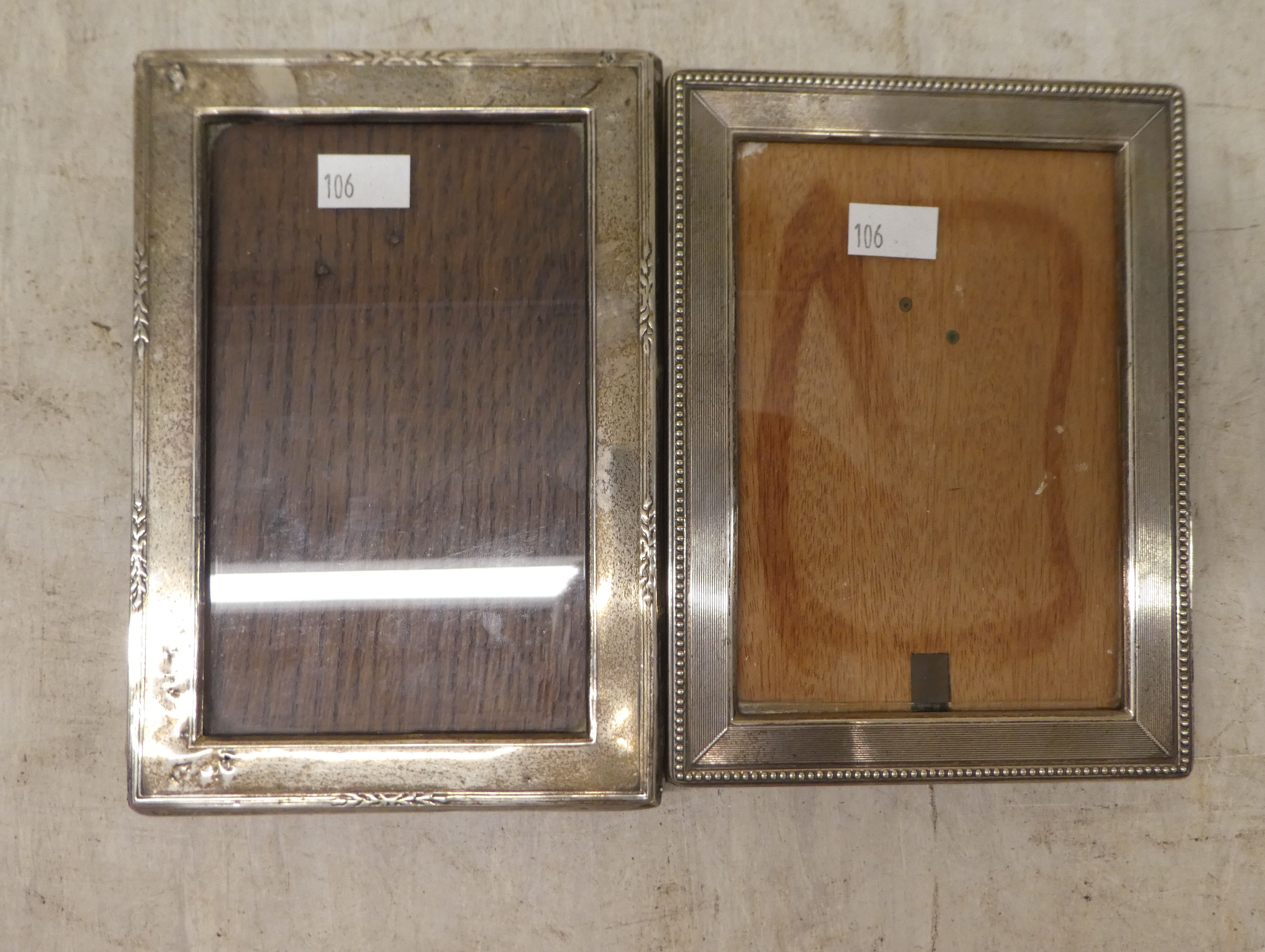 Five silver mounted photograph frames, each on an easel back  mixed marks  largest 8" x 6" - Image 2 of 3