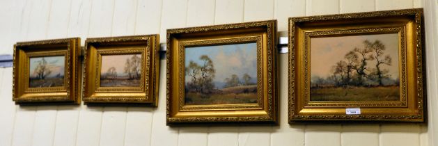 James Wright - four rural landscapes  oil on board  bearing signatures  largest 8" x 9.5"  framed