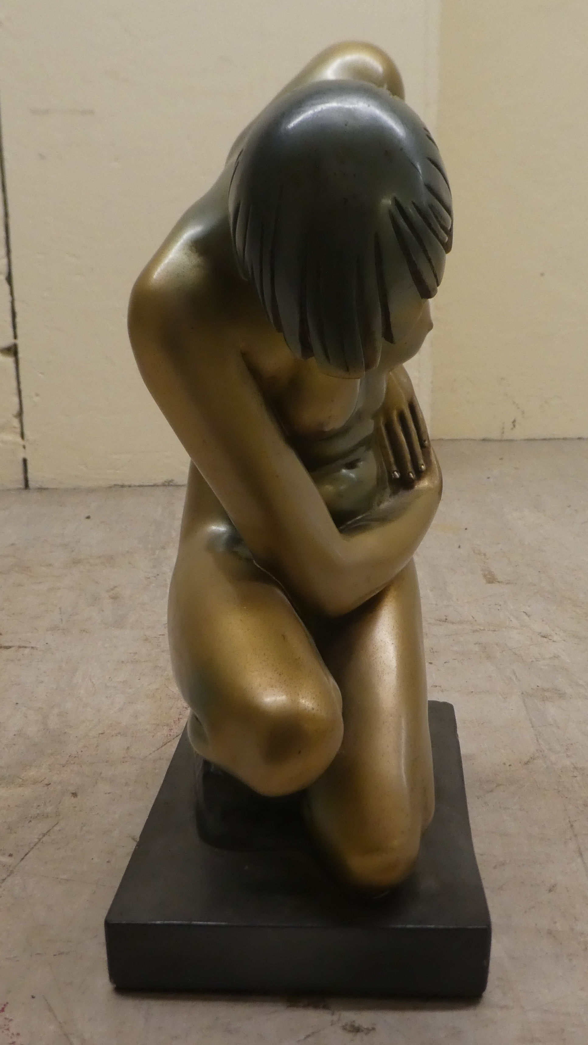 A 1930s Art Deco painted plaster figure, a kneeling nude  12.5"h - Image 5 of 7