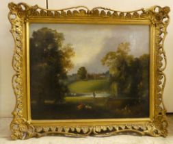 Late 19thC British School - parkland grounds  oil on canvas  13" x 16"  framed