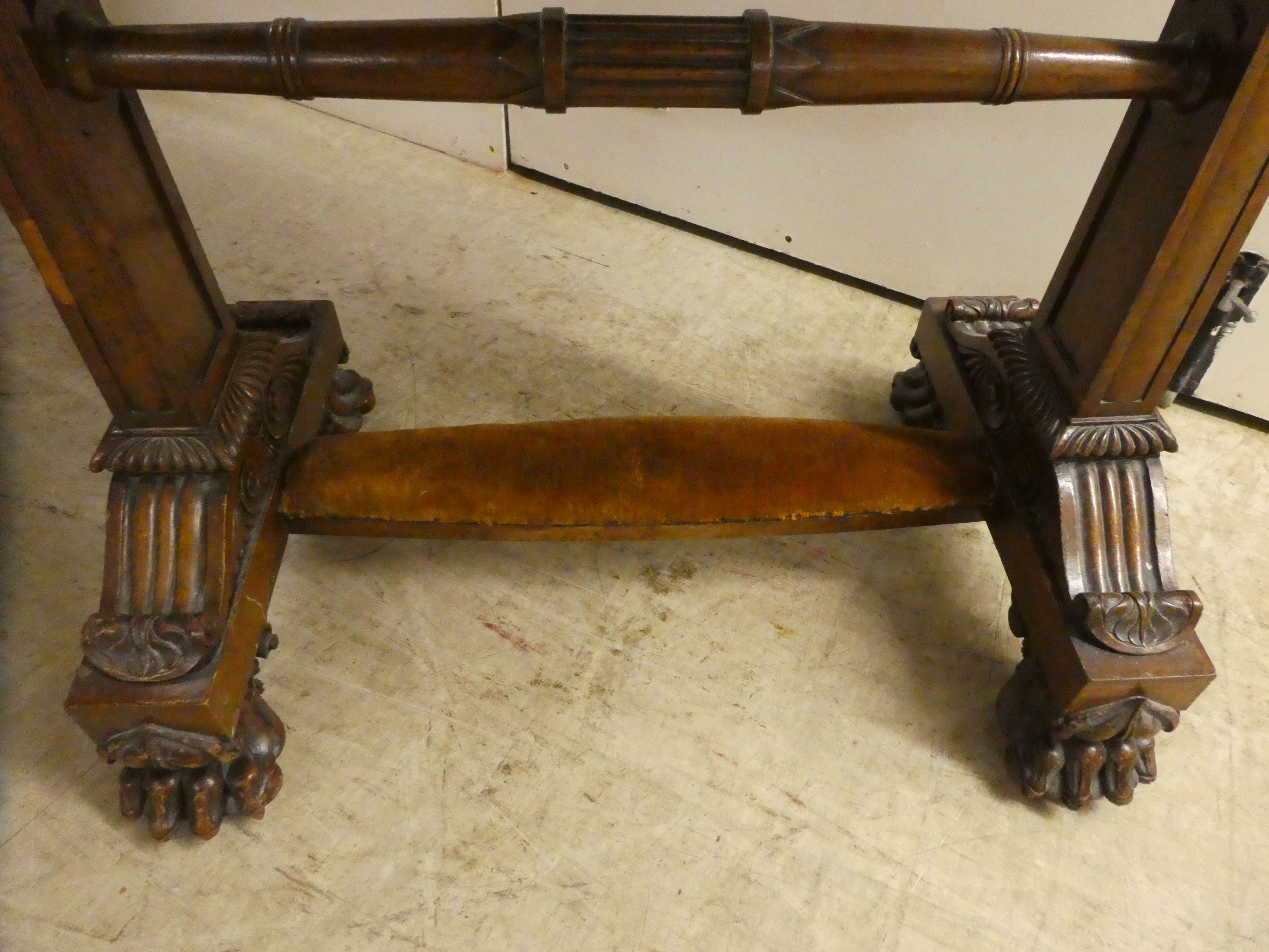 An early Victorian burr walnut writing table, the top with a hinged, tooled scriber, over opposing - Image 6 of 6