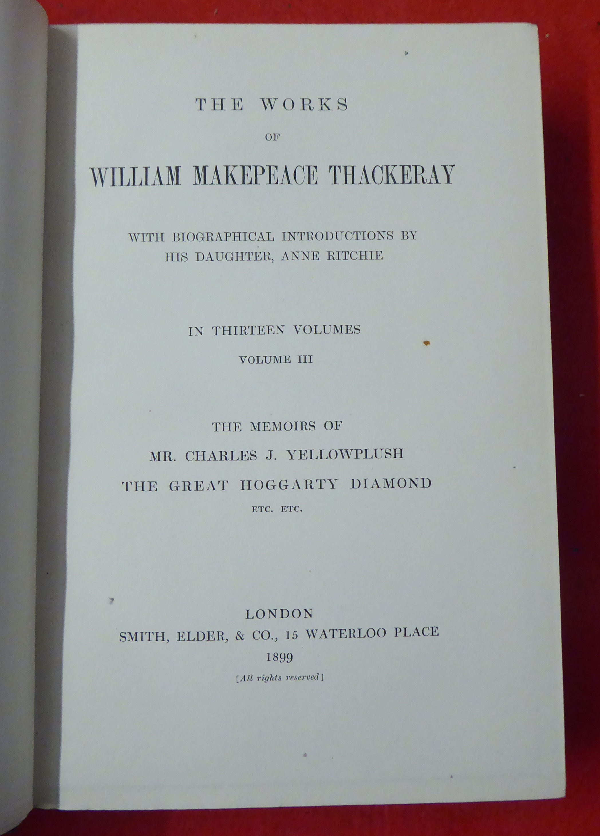 Books: 'The Works of William Makepeace Thackeray'  dated 1900, in thirteen volumes  (volume seven - Image 6 of 16