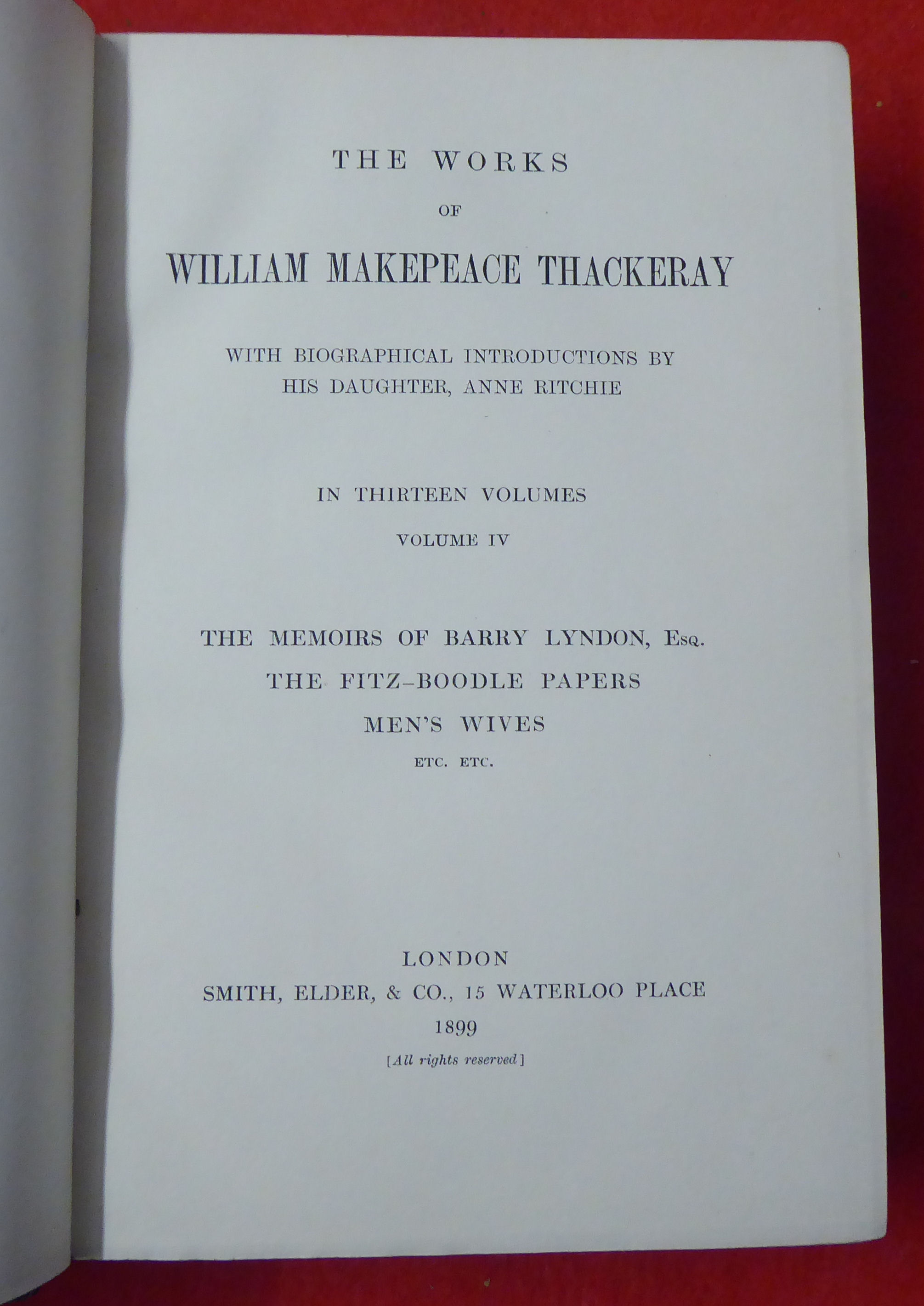 Books: 'The Works of William Makepeace Thackeray'  dated 1900, in thirteen volumes  (volume seven - Image 7 of 16