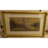 John Guttridge Sykes - a woodland riverscape  watercolour  bears a signature  12" x 23"  framed