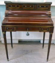 A lady's early 20thC Louis XVI style mahogany and gilt metal mounted writing desk with a galleried