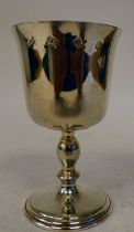 A silver pedestal goblet with a bell shape bowl, on a domed foot  M&H  London 1972  5"h