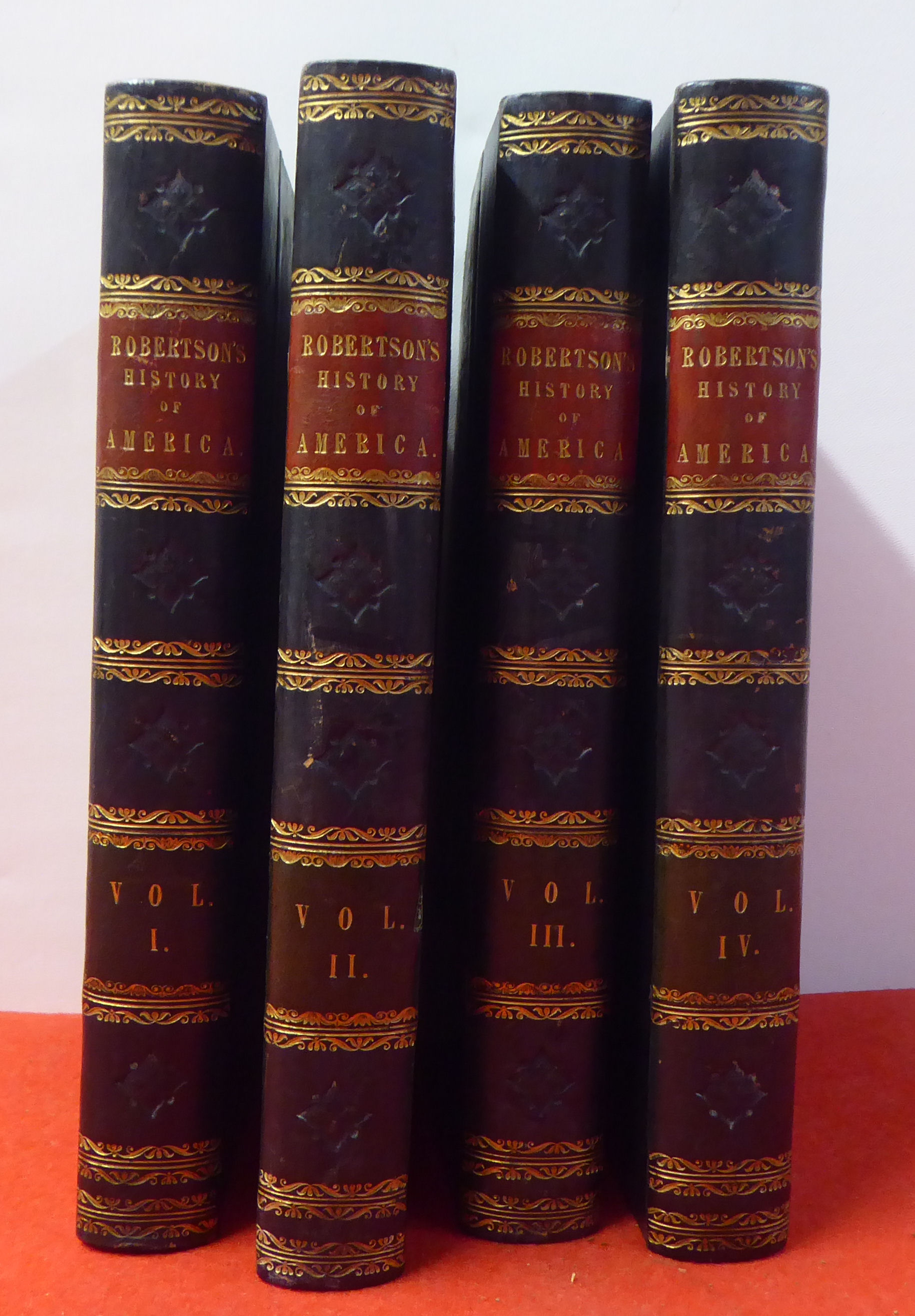 Books: 'The History of America' by William Robertson, eleventh edition  dated 1808, in four volumes