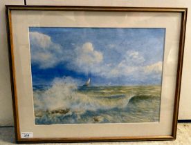 JR Dicken - a seascape  watercolour  bears a signature & dated 1898  12" x 16"  framed