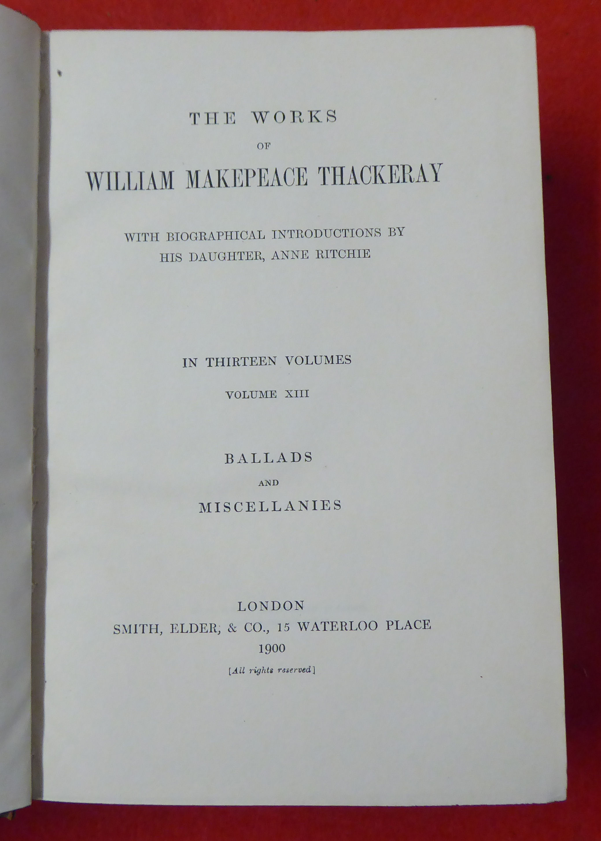 Books: 'The Works of William Makepeace Thackeray'  dated 1900, in thirteen volumes  (volume seven - Image 16 of 16