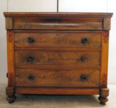 A late Victorian mahogany dressing chest with a frieze drawer, over three long drawers, on a plinth