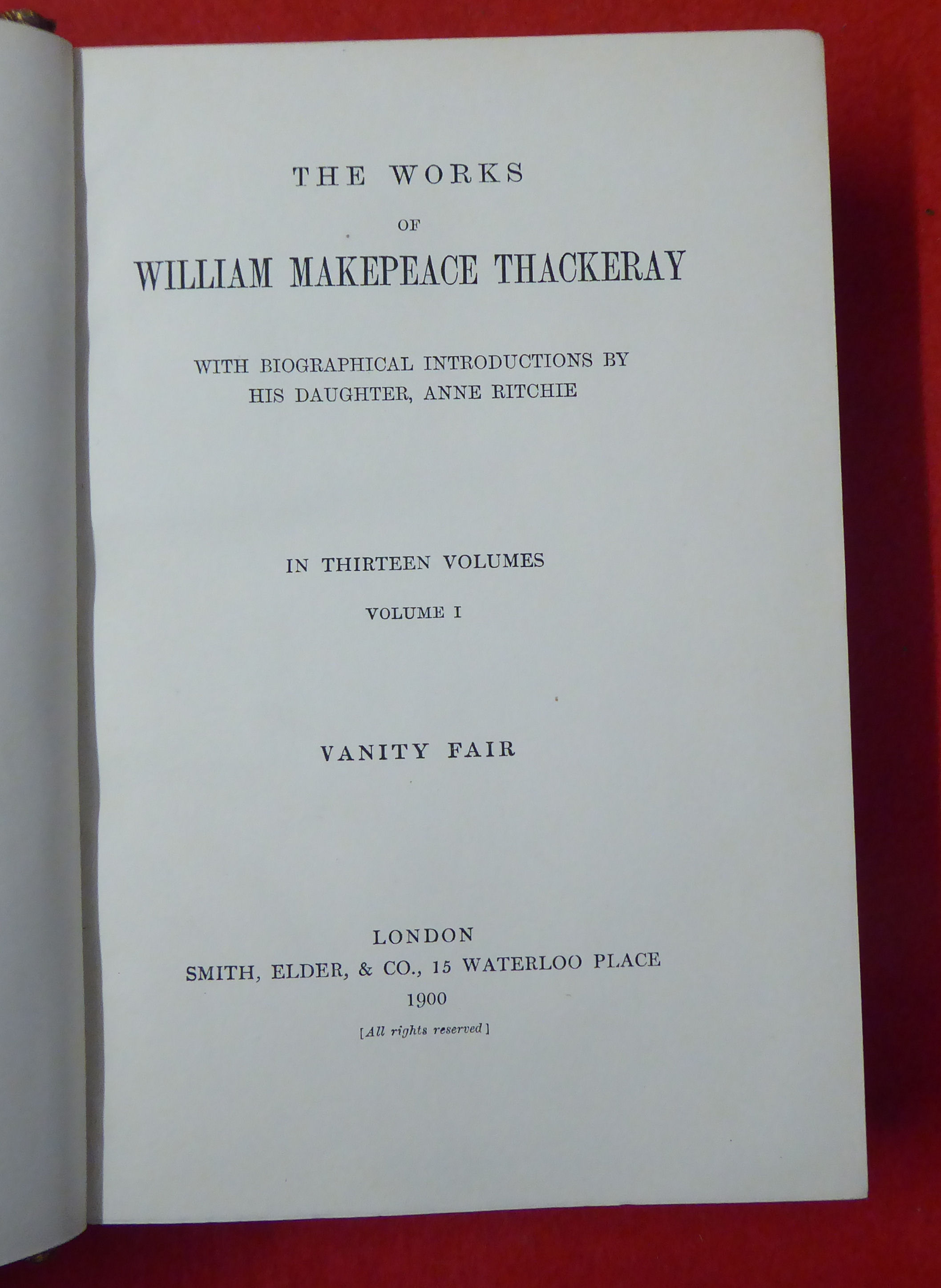 Books: 'The Works of William Makepeace Thackeray'  dated 1900, in thirteen volumes  (volume seven - Image 3 of 16
