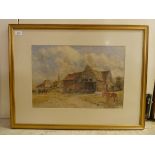 Early/mid 20thC British School - a stable scene  watercolour  13" x 19"  framed