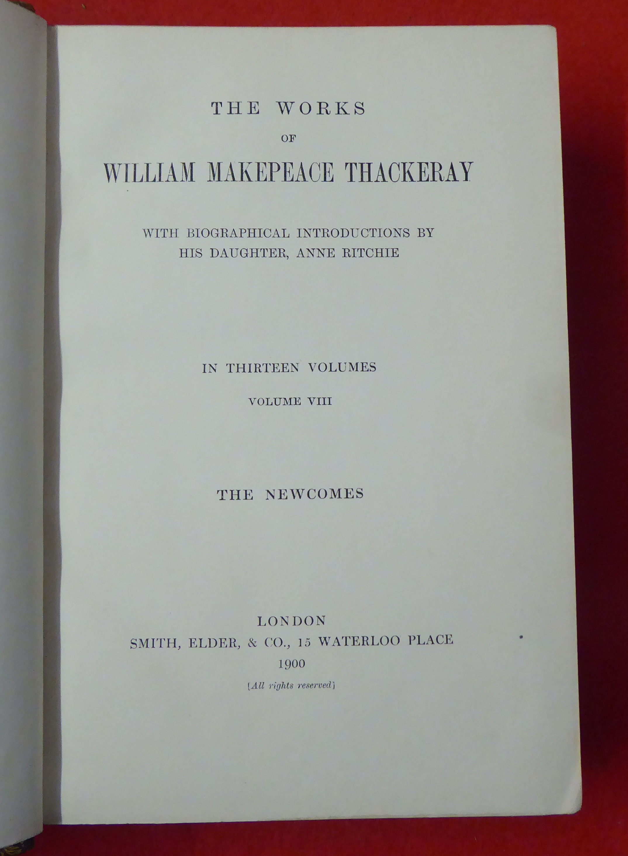 Books: 'The Works of William Makepeace Thackeray'  dated 1900, in thirteen volumes  (volume seven - Image 11 of 16