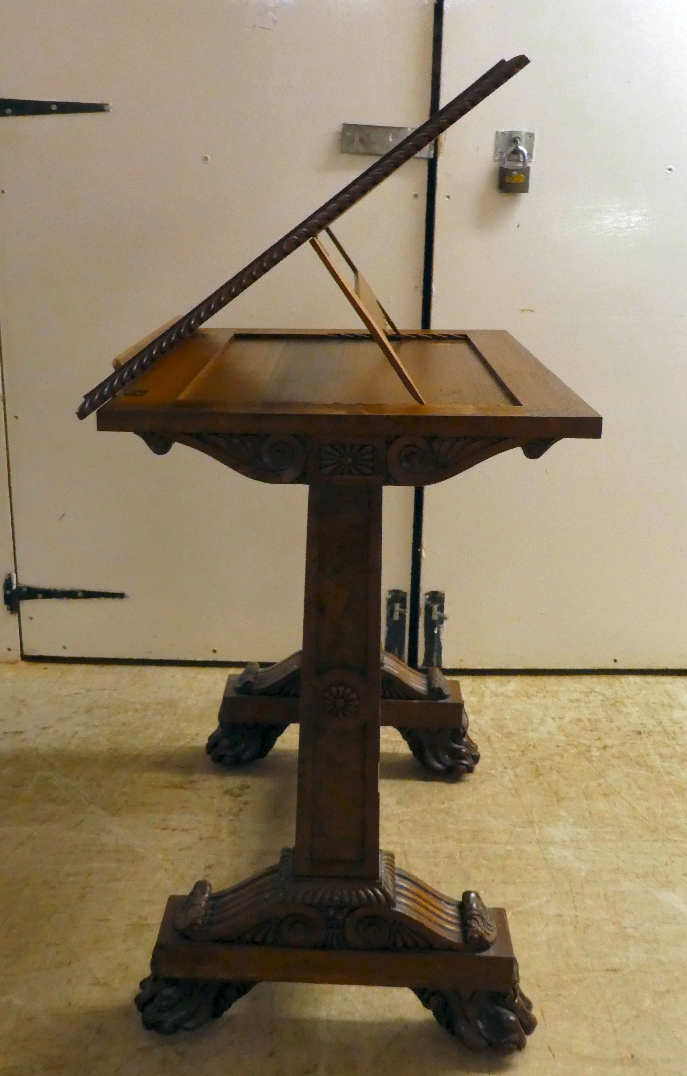 An early Victorian burr walnut writing table, the top with a hinged, tooled scriber, over opposing - Image 4 of 6