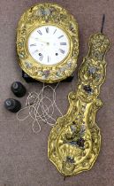 A 19th/20thC French Comtoise wall clock with a traditionally styled, pressed and painted brass