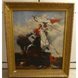 19thC School - 'Fight for the Standard'  oil on canvas  37" x 31"  framed