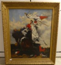 19thC School - 'Fight for the Standard'  oil on canvas  37" x 31"  framed
