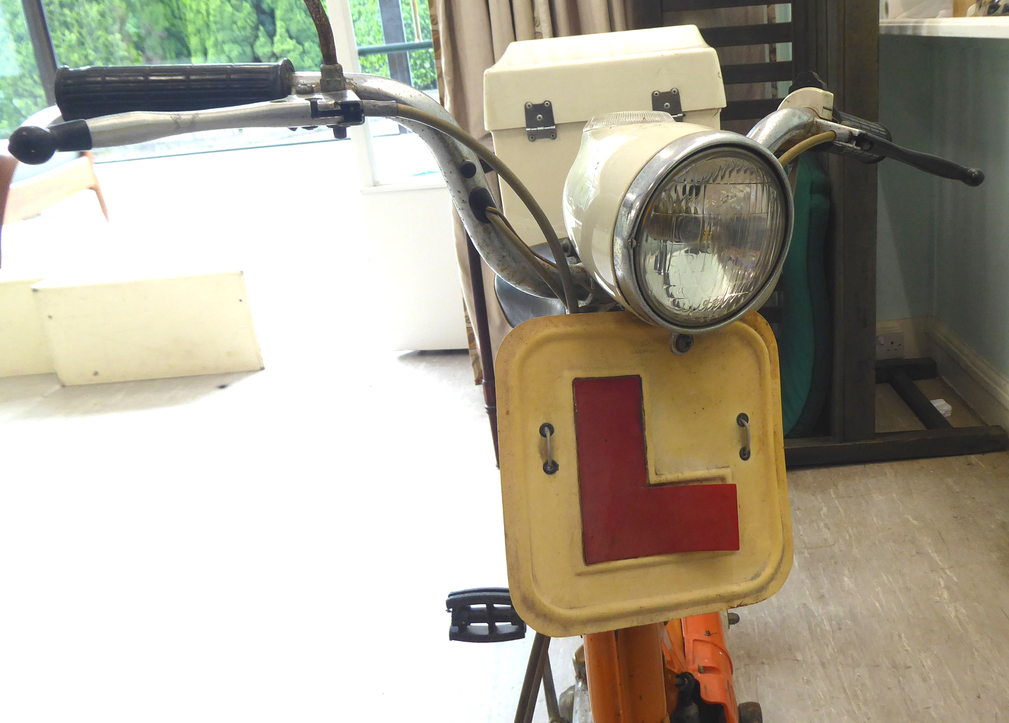 A 1975 Honda 49cc moped in orange and white livery, original registration plates for JGS 258N but no - Image 6 of 12