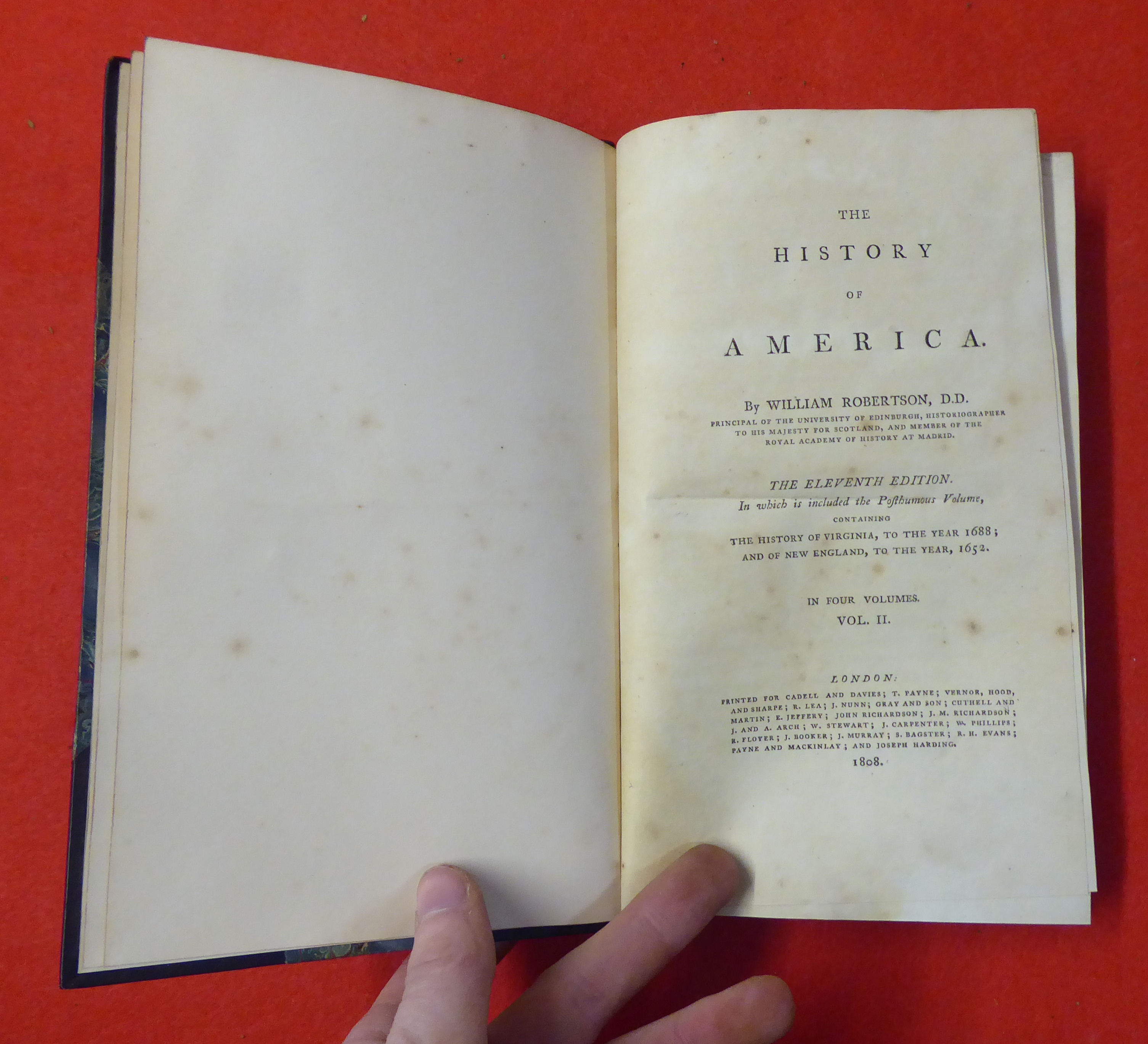 Books: 'The History of America' by William Robertson, eleventh edition  dated 1808, in four volumes - Image 5 of 10