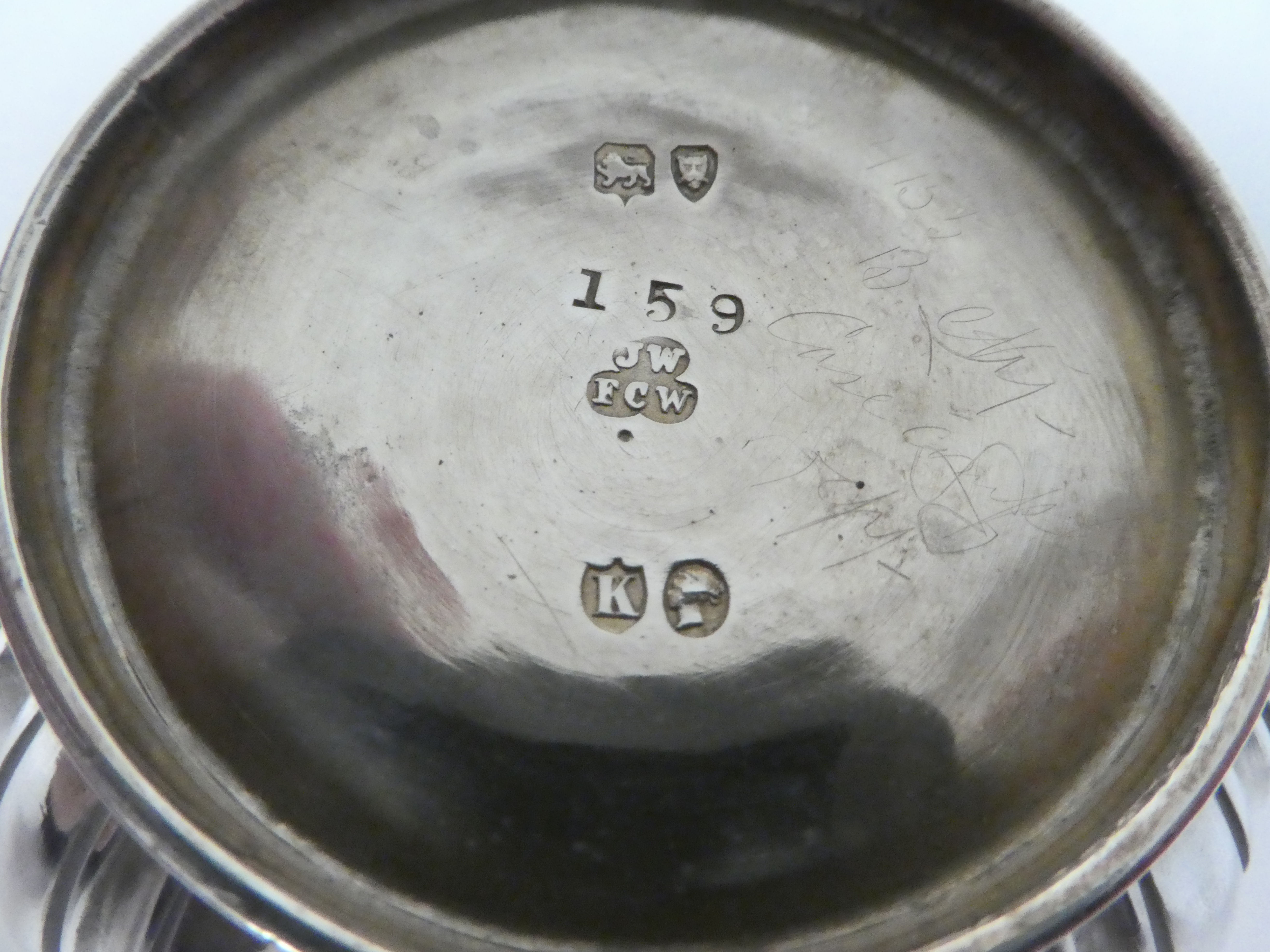 A late Victorian silver footed bowl with demi-reeded floral and foliate cast ornament  JW  FCW - Image 4 of 4