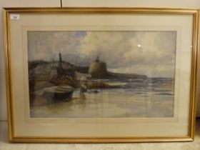 Richard Wane - a Cheshire coastline  watercolour  bears a signature  14" x 25"  framed