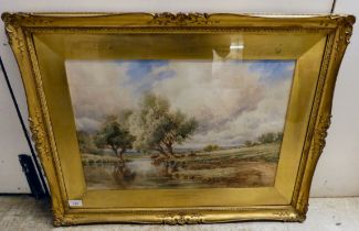 Henry H Parker - 'A Stream at Shalford'  watercolour  bears a signature  14" x 21"  framed