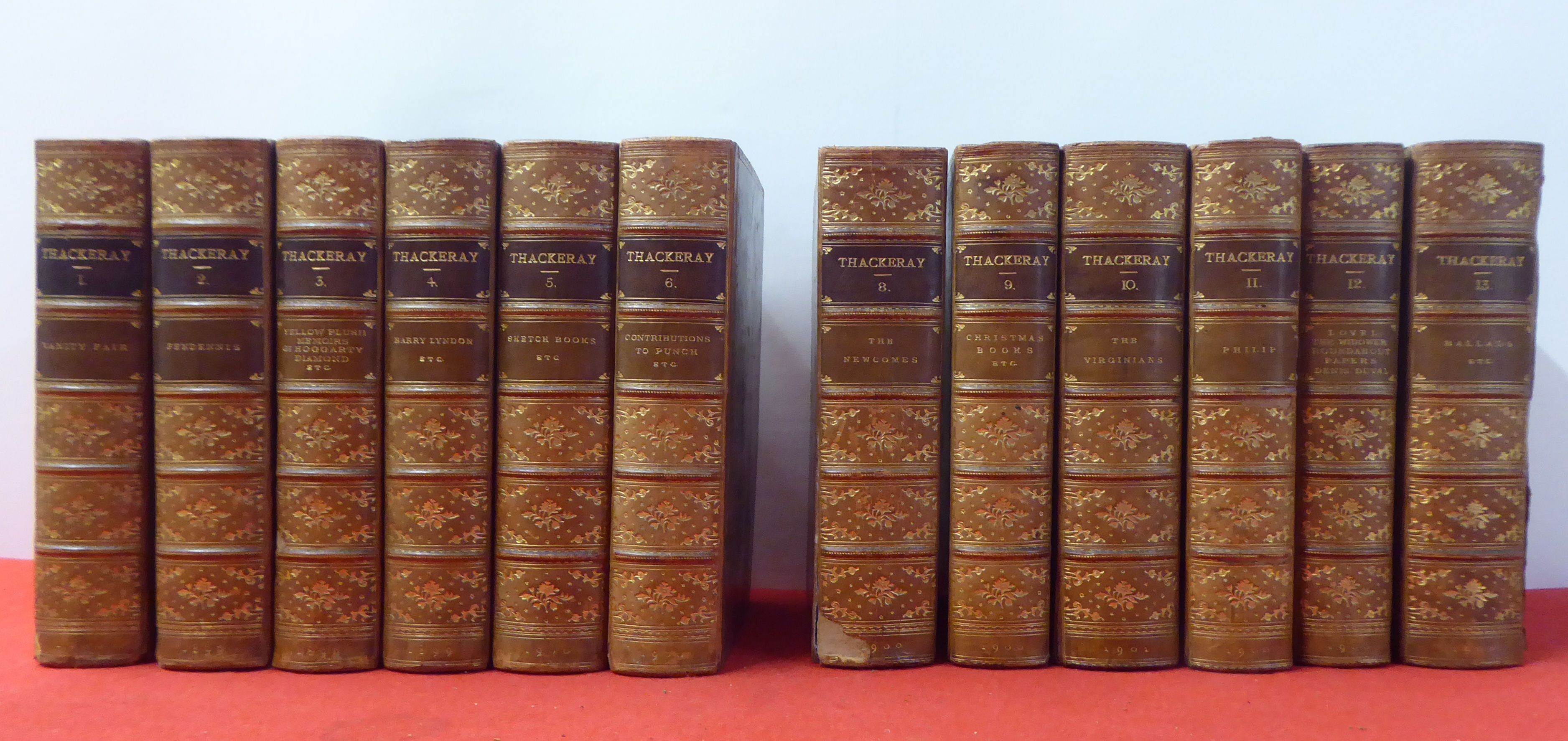 Books: 'The Works of William Makepeace Thackeray'  dated 1900, in thirteen volumes  (volume seven