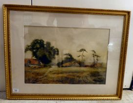 Norman Fowler Williams - a working farm, in an open landscape  watercolour  bears a signature  14" x