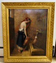Late 19thC European School - 'The Greek Girl'  oil on canvas  21" x 17"  framed