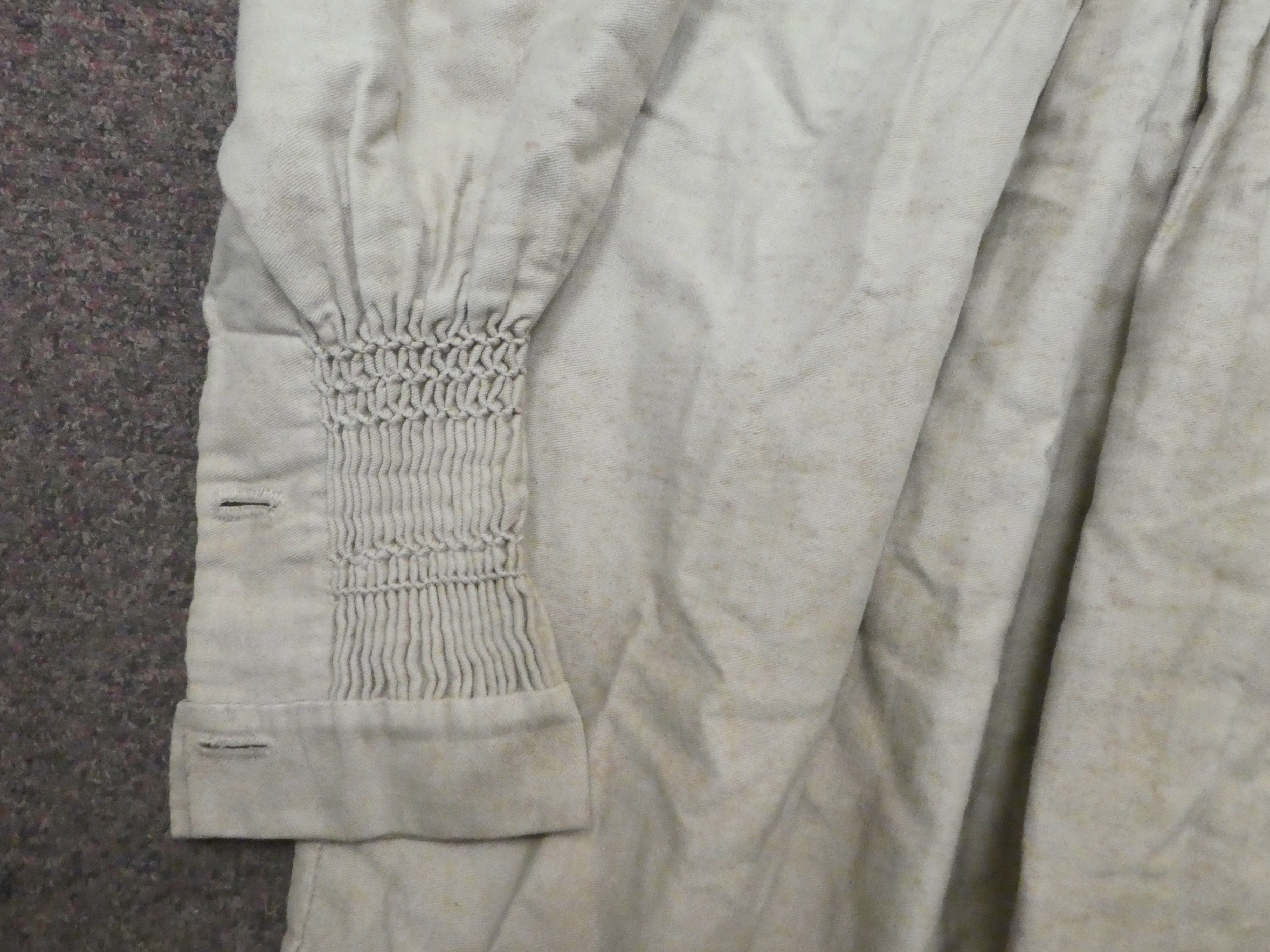 A Continental artisan's brown pleated calico dress with decorative smocking - Image 3 of 5