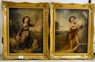 Two early 20thC Biblically inspired figure studies  oil on canvas  11" x 15"  framed