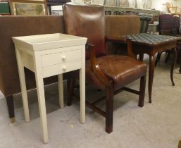 Small furniture: to include a late 19thC French oak occasional table, raised on cabriole legs  27"h