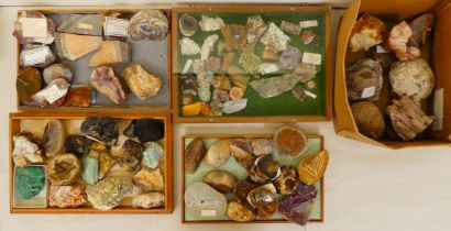 A quantity of mainly uncut stone fragments: to include Moroccan agate, Pyromorphite and Dulcote