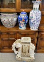 Ceramics: to include a china garden seat, fashioned as an elephant  18"h
