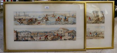 A pair of hunting studies  prints  11" x 22"  framed