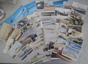 An uncollated collection of postcards, mainly passenger liners, aircraft and motorcycle racing: to