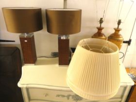 Table lamps: to include a pair with simulated snakeskin ornament  15"h