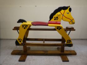 A 20thC painted pine rocking horse  30"h